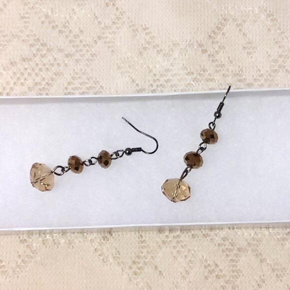 NEW Handcrafted Tan Brown Beads Drop Earrings Women Fashion Jewelry Gifts - Picture 3 of 3